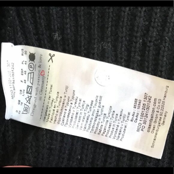 Olsen Open Cotton Leather Faux Cardigan Jacket Sweater Buckle Knit Ribbed Knit L - Picture 13 of 13